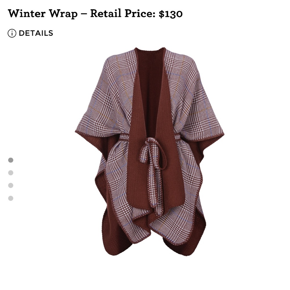 Cabi Winter Wrap-  Plaid Burgundy Women's Wrap Cape